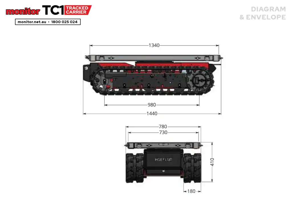 Hoeflon TC1 tracked carrier dimensions diagram
