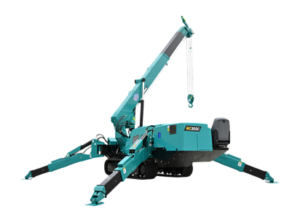 Maeda 305C-3 spider crane setup - compact and narrow for easy transport on tight access jobs in Sydney